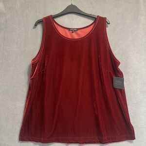 NWT John Mark Velvet Sleeveless‎ Tank Top Plus Size 3X Red Holiday Christmas